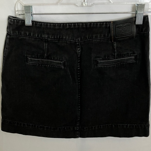 Coach: Black Denim Button Front Mini Skirt- pockets-100% cotton- 2 - Picture 9 of 16